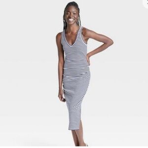 Striped Sleeveless Midi Dress